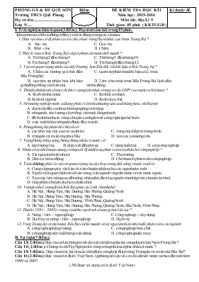 Đề kiểm tra học kì I năm học 2015-2016 môn thi địa lí 9 thời gian 45 phút